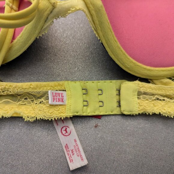 Victoria's Secret PINK Neon Yellow Leopard Push-Up Bra Size 34A - Picture 6 of 7